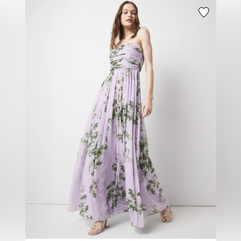 White House Black Market Purple Strapless Tiered Gown